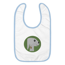 Load image into Gallery viewer, Embroidered Baby Bib Happy Dog Green